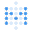 Blue pixelated grid forming a rounded square with a missing lower-left corner.