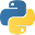 Python programming language logo with two intertwined snakes, one blue and one yellow.